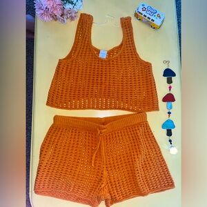 Orange knitted set